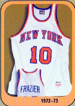 1972-73 New York Knicks Home Jersey From Mitchell & Ness NBA Hardwood Collection, With #10 and the name 'Frazier' On Jersey (Walt Frazier)