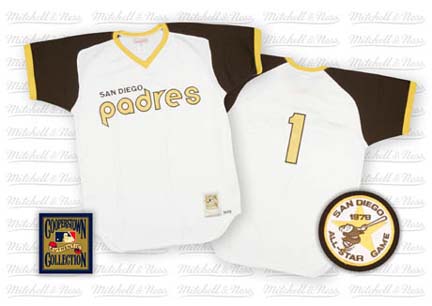 1978 San Diego Padres Home Jersey From Mitchell & Ness, With #1 On Jersey (Ozzie Smith)