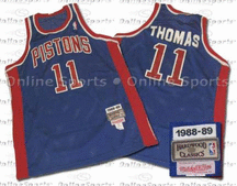 1988-89 Detroit Pistons Road Jersey From Mitchell & Ness NBA Hardwood Collection, With #11 On Jersey (Isiah Thomas)