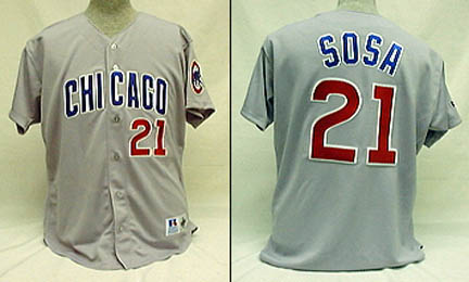 Sammy Sosa, Chicago Cubs #21 Authentic Major League Baseball Jersey from Russell Athletic